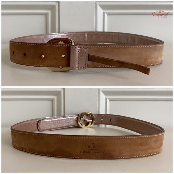 Authentic Gucci Pink Microguccissima Patent Leather Interlocking G Belt 80/32 - Picture 6 of 13